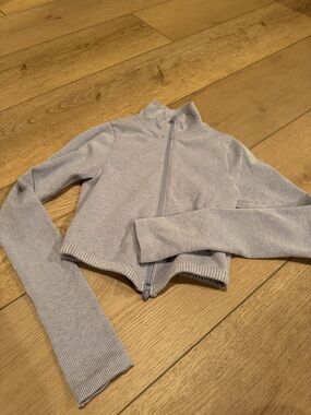 ALO Yoga Light blue Ribbed Zip-Up Jacket